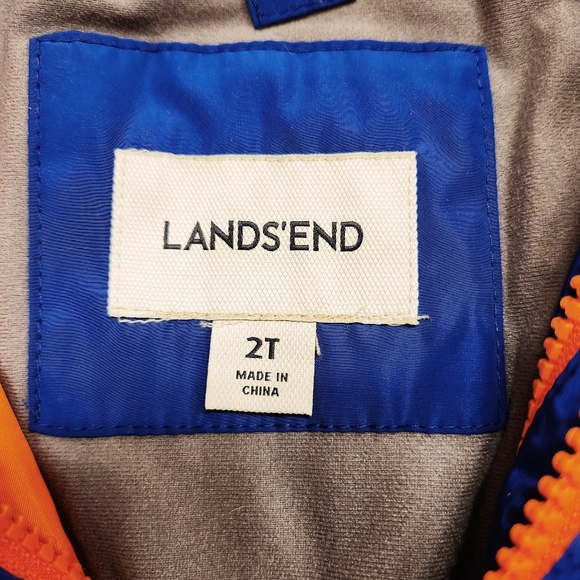 Land's End Blue Orange Hooded Jacket Coat Kids Size 2T Boys Girls - Picture 2 of 8